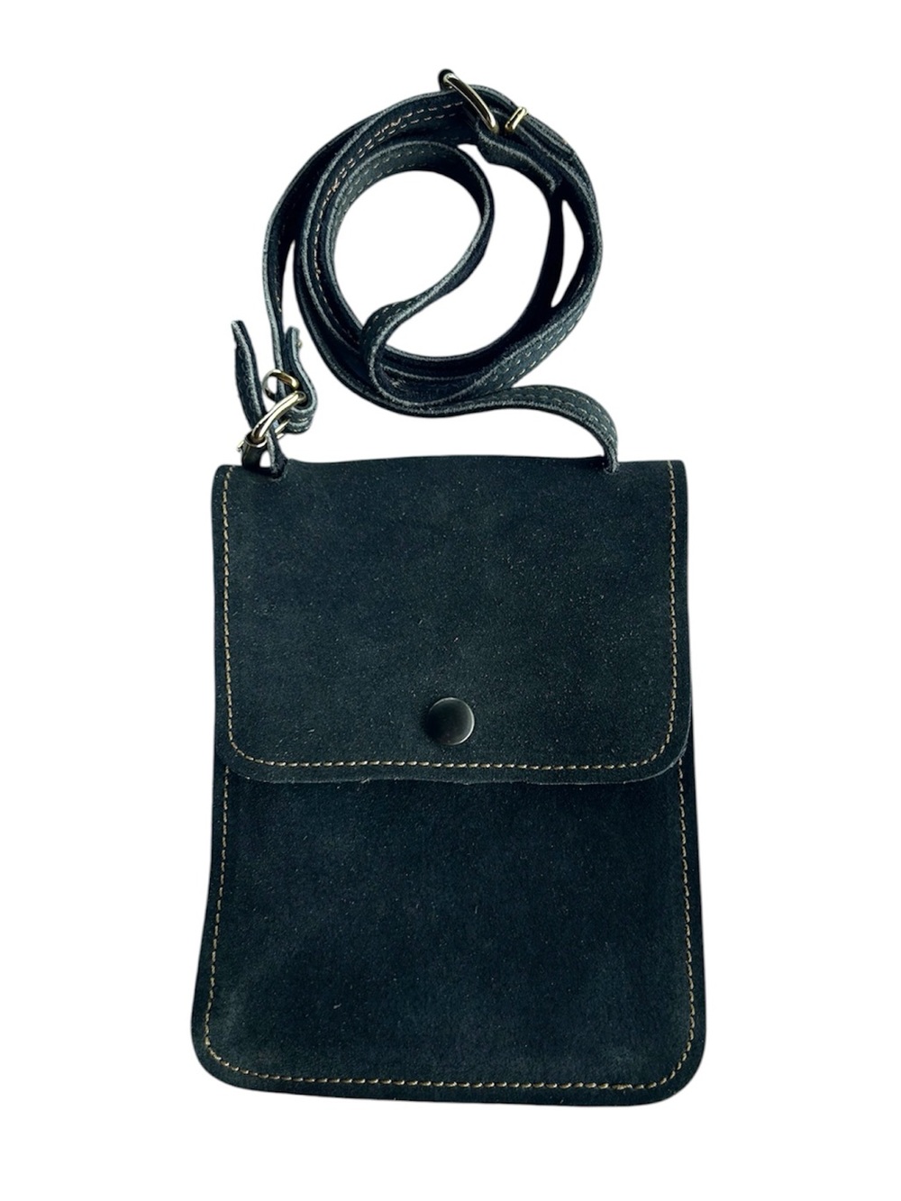 Unisex Charcoal Suede Crossbody Phone Pouch